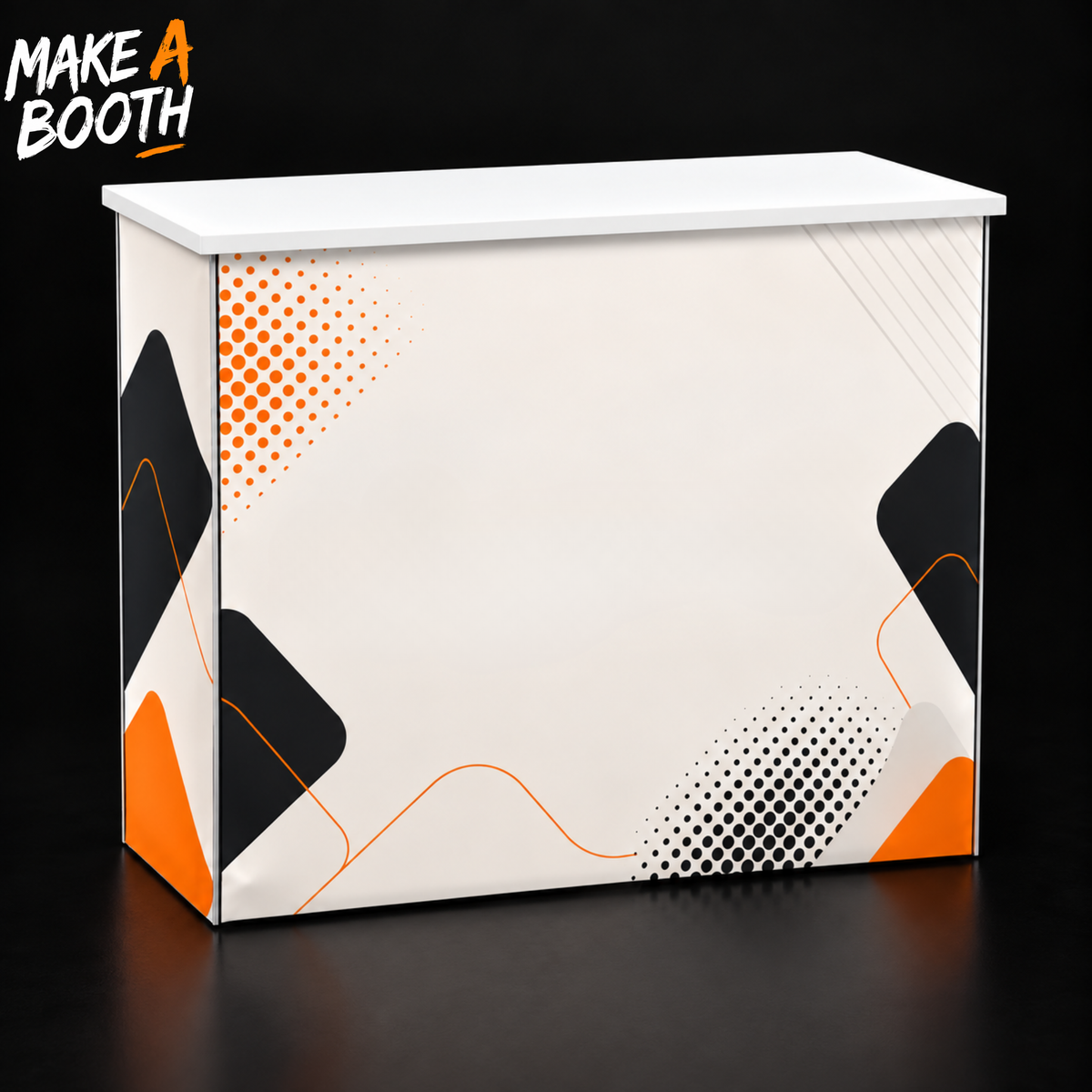 Backlit SEG light box counter with white front panel and orange/black dot graphic